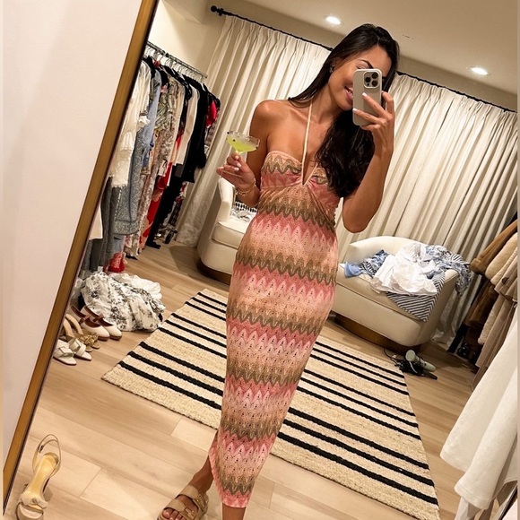 Sunday St Tropez Dresses & Skirts - Chic Strapless Pink and Brown Dress